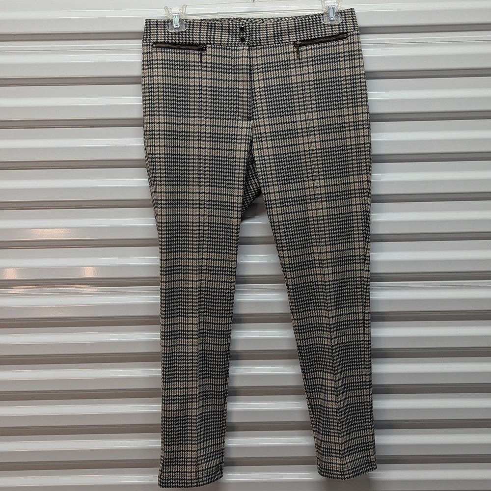 J. McLaughlin Tara Plaid Ankle Pants Quiet Luxury Equestrian Houndstooth Size 12